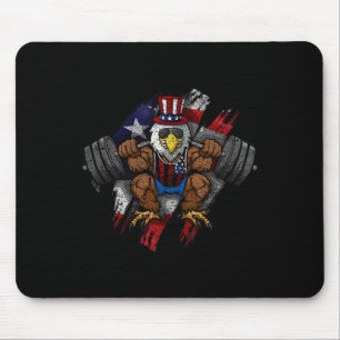 American Flag Muscular Bald Eagle Bike Flexing Unc Mouse Pad