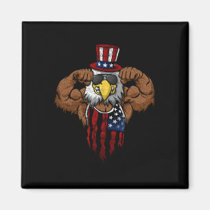 American Flag Muscular Squat Dabbing Flexing Uncle Magnet