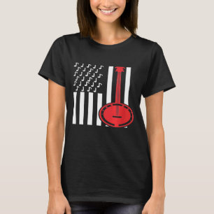 American Flag Musical Notes Banjo T-Shirt