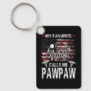 American Flag My Favourite Nurse Calls Me Pawpaw F Key Ring