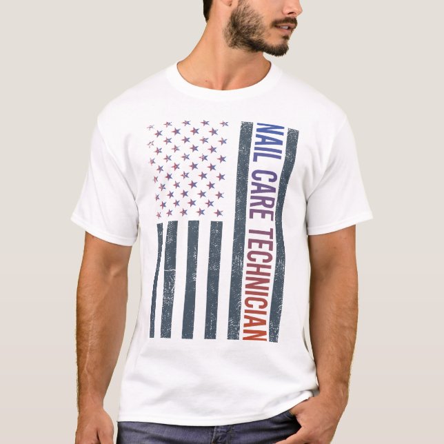 American Flag - Nail Technician T-Shirt (Front)