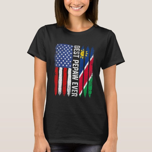 American Flag Namibia Flag Best Pepaw Ever Family T-Shirt (Front)