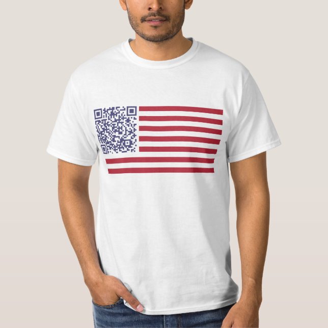 American Flag National Anthem QR Code T-Shirt (Front)