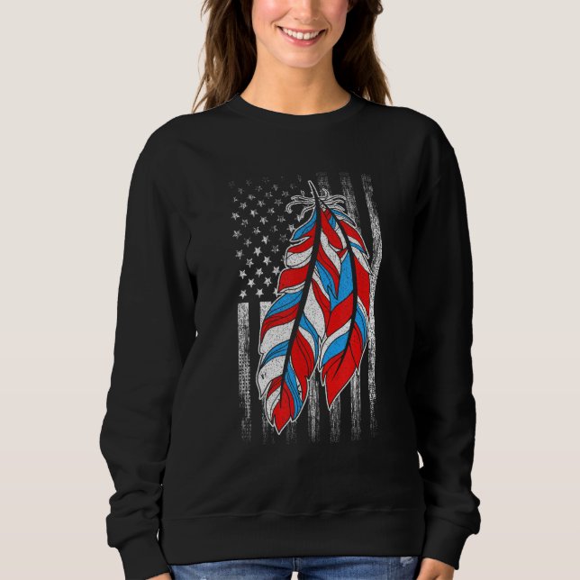 American Flag  Native Feather Pride Month Indigeno Sweatshirt (Front)