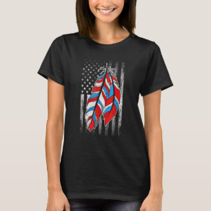 American Flag  Native Feather Pride Month Indigeno T-Shirt