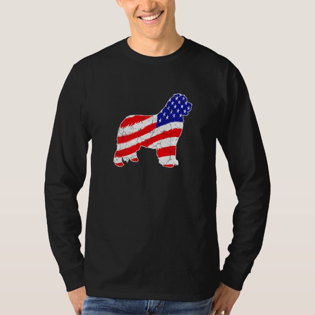 American Flag Newfoundland Patriotic Dog Dad Dog M T-Shirt (Front)