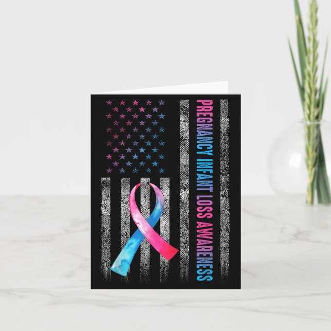 American Flag Nk &amp; Blue Pregnancy Infant Loss  Card (Front)