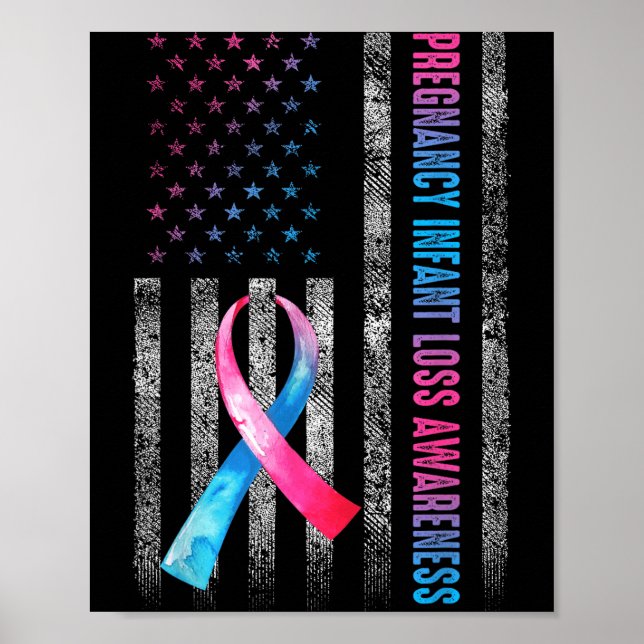 American Flag Nk &amp; Blue Pregnancy Infant Loss  Poster (Front)