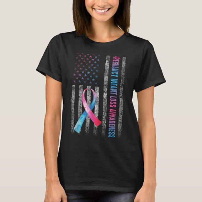 American Flag Nk &amp; Blue Pregnancy Infant Loss  T-Shirt (Front)