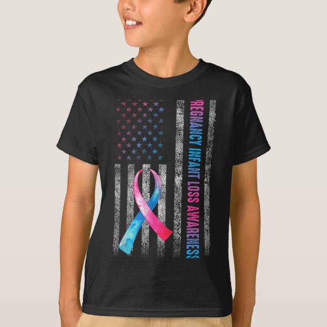 American Flag Nk &amp; Blue Pregnancy Infant Loss  T-Shirt (Front)