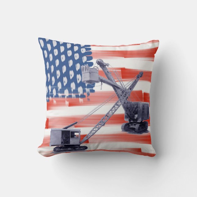 American Flag Northwest Crane Operator  and Shovel Cushion (Front)