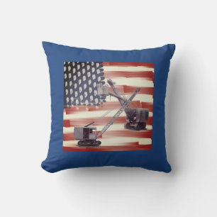 American Flag Northwest Crane Operator  and Shovel Cushion