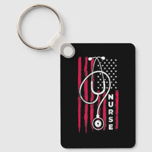 American Flag Nurse 4th Of July American Flag Love Key Ring