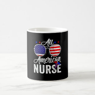 American Flag Nurse 4th Of July Patriotic Men Wome Coffee Mug