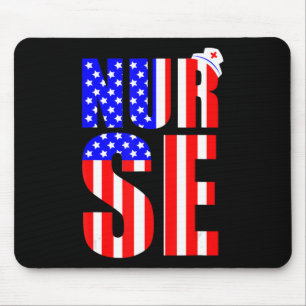 American Flag Nurse 4th Of July RN LPN Nursing Mem Mouse Pad
