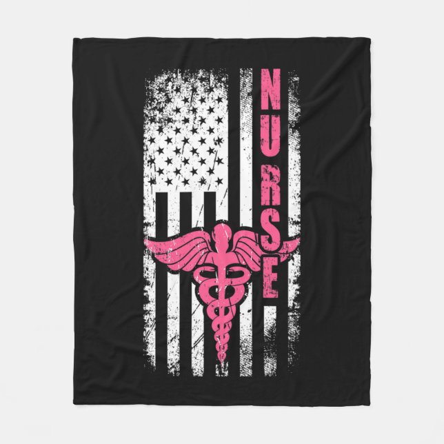 American Flag Nurse    Fleece Blanket (Front)