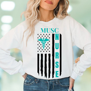 American Flag Nurse Hospital Name Sweatshirt