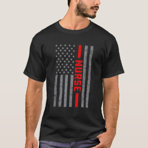American Flag Nurse US Flag Vintage For Men Dad T-Shirt