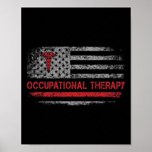 American Flag Occupational Therapy Ot Student Back Poster (Front)