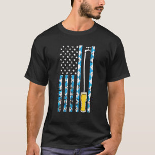 American Flag Oktoberfest Bavarian Pattern German T-Shirt