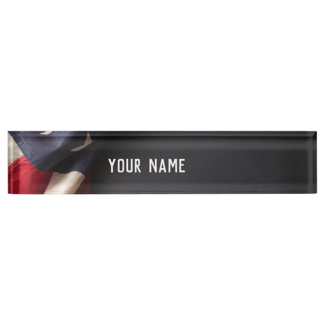 American Flag on a Chalkboard Nameplate (Front)