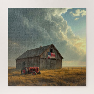American Flag On a Farm Barn Jigsaw Puzzle