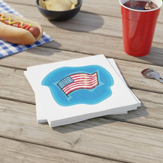 American Flag On Blue Napkins (Creator Uploaded)
