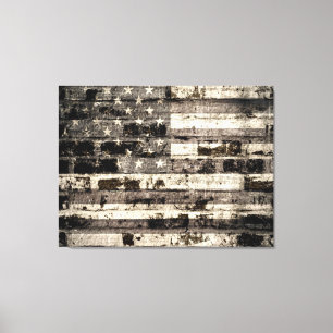 American Flag On Old Brick Wall 2 Canvas Print