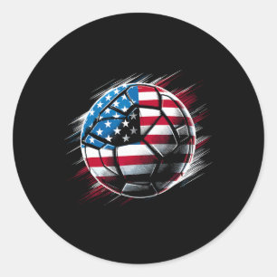 American Flag On Soccer Ball Classic Round Sticker