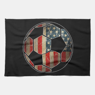 American Flag on Soccer Ball - Soccer Ball Flag Tea Towel