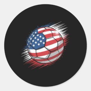 American Flag On Soccer Ll _1  Classic Round Sticker