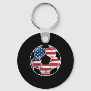 American Flag On Soccer Ll Boys Men Soccer Ll Flag Key Ring