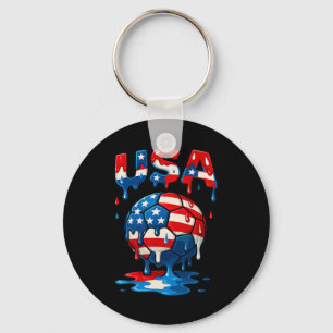 American Flag On Soccer Ll Drip Style Men Women Ki Key Ring