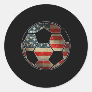 American Flag On Soccer Ll - Soccer Ll Flag  Classic Round Sticker