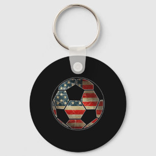 American Flag On Soccer Ll - Soccer Ll Flag  Key Ring