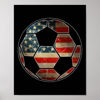 American Flag On Soccer Ll - Soccer Ll Flag  Poster