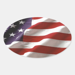 American Flag Oval Sticker