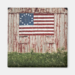 American flag painted on barn magnet