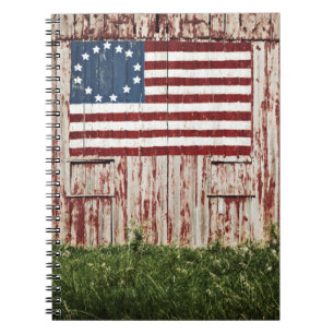 American flag painted on barn spiral notebook