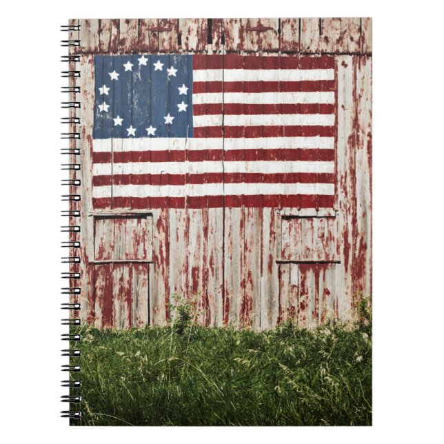 American flag painted on barn spiral notebook (Front)