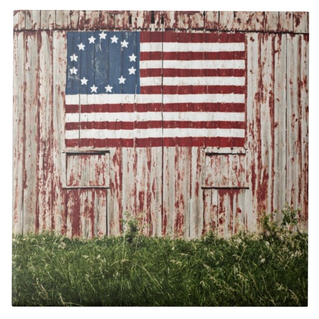 American flag painted on barn tile (Front)