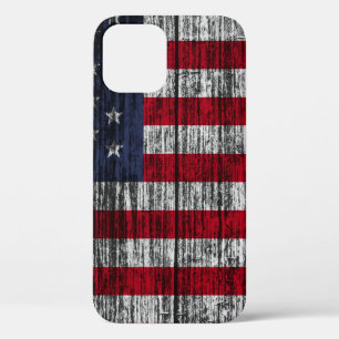 American flag painted on fence background.4th, abs iPhone 12 case