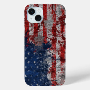 American Flag Painted on Grunge Wall iPhone 15 Mini Case
