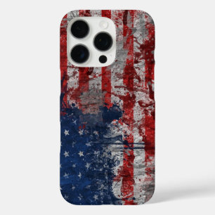 American Flag Painted on Grunge Wall iPhone 16 Pro Case