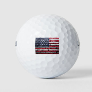 American flag painting on a brick wall golf balls