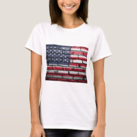 American flag painting on a brick wall