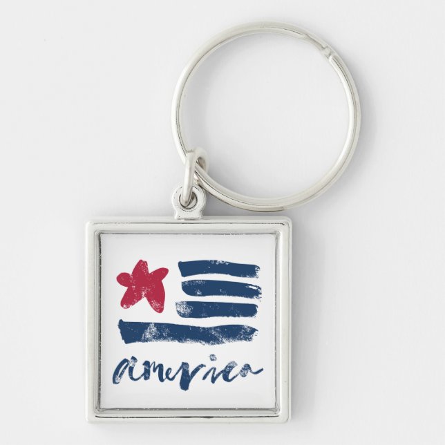 American Flag Paintstrokes Key Ring (Front)