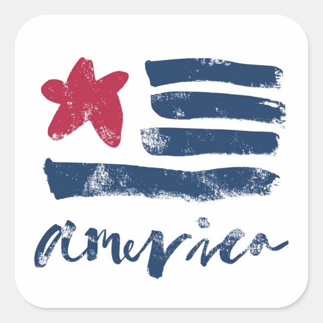 American Flag Paintstrokes Square Sticker (Front)