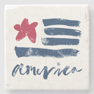 American Flag Paintstrokes Stone Coaster