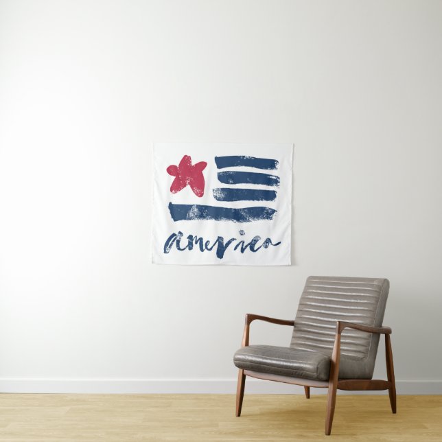 American Flag Paintstrokes Tapestry (In Situ (Horizontal))